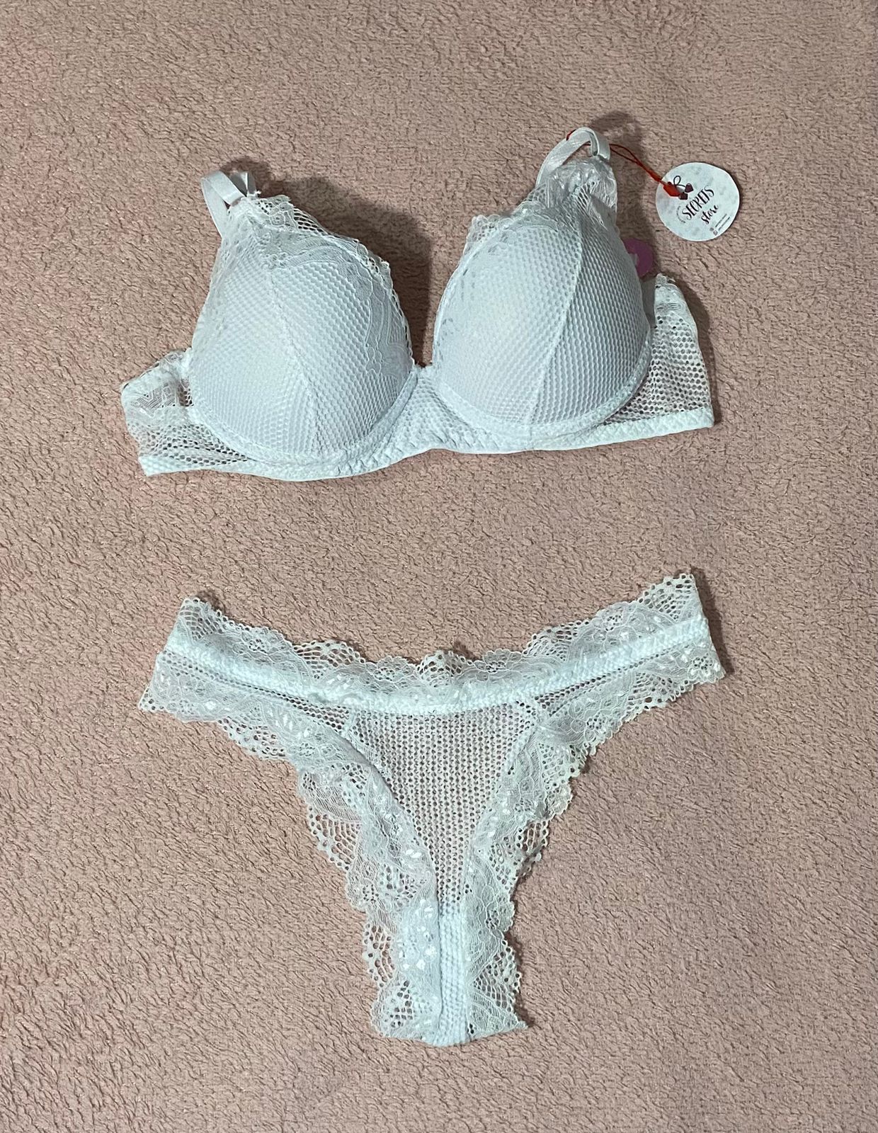 Conjunto Lingerie Renda Branco, tamanho M